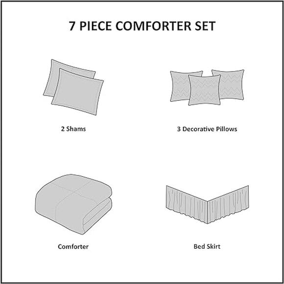 Madison Park Lola 7 Pieces California King Comforter Set Yellow Gray NEW - Picture 5 of 16